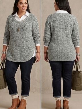 Gray Marled Crew Neck Sweater